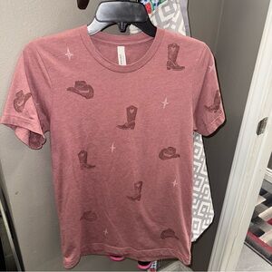 Bella Canvas T-Shirt - Dusty Rose with Cowboy Print